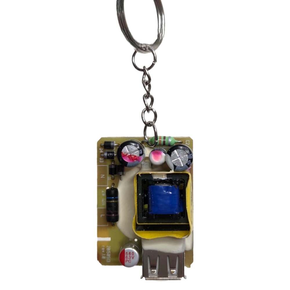 Handmade Upcycled USB Charger Circuit Board Keychain Bag Charm